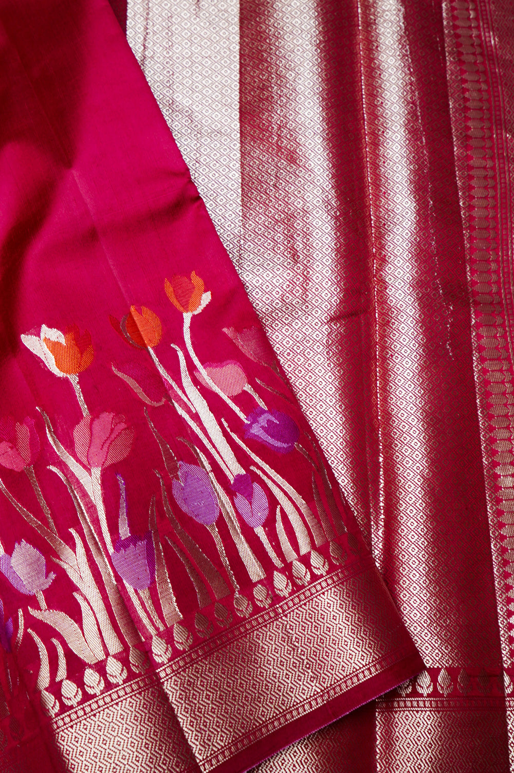 Handwoven Hot Pink Banarasi Katan Soft Silk Saree