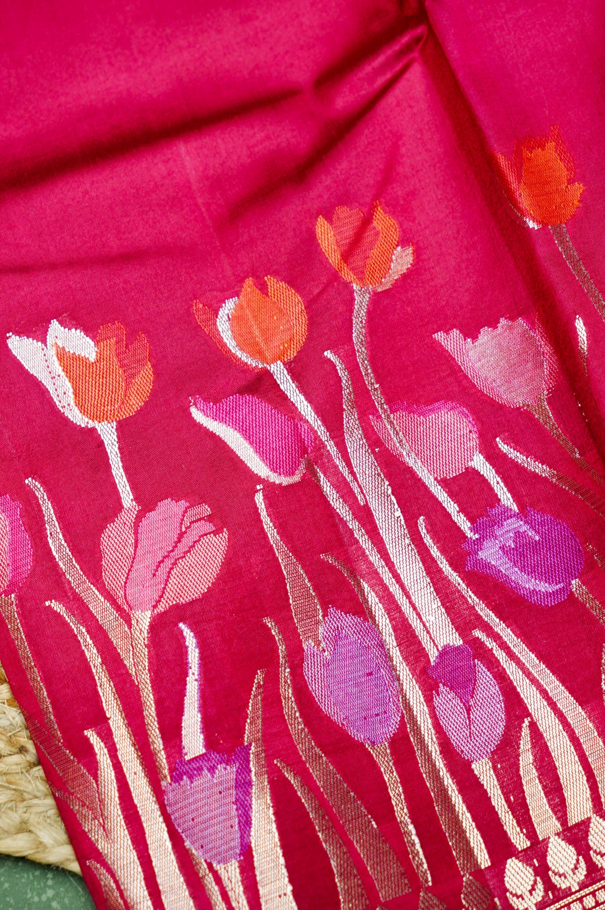 Handwoven Hot Pink Banarasi Katan Soft Silk Saree