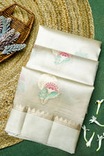 Handwoven Off White Banarasi Katan Soft Silk Saree