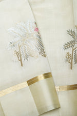 Handwoven Off White Banarasi Katan Soft Silk Saree