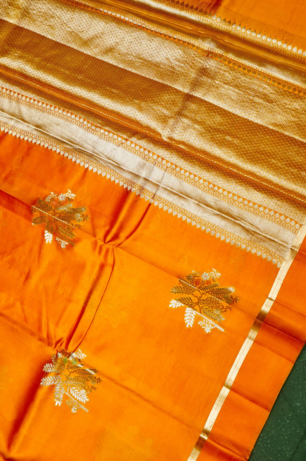 Handwoven Golden Yellow Banarasi Katan Soft Silk Saree