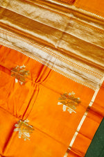 Handwoven Golden Yellow Banarasi Katan Soft Silk Saree