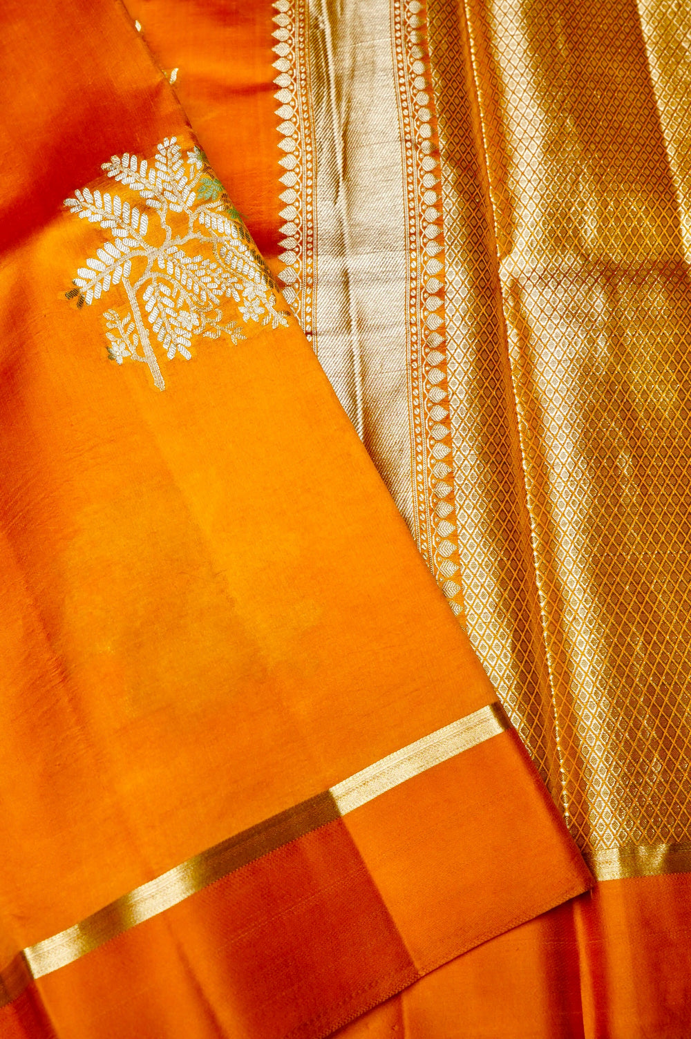 Handwoven Golden Yellow Banarasi Katan Soft Silk Saree