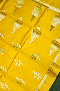 Handwoven Mustard Yellow Banarasi Katan Soft Silk Saree