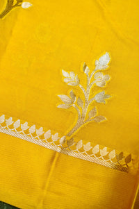 Handwoven Mustard Yellow Banarasi Katan Soft Silk Saree