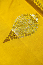 Handwoven Mustard Yellow Banarasi Katan Soft Silk Saree