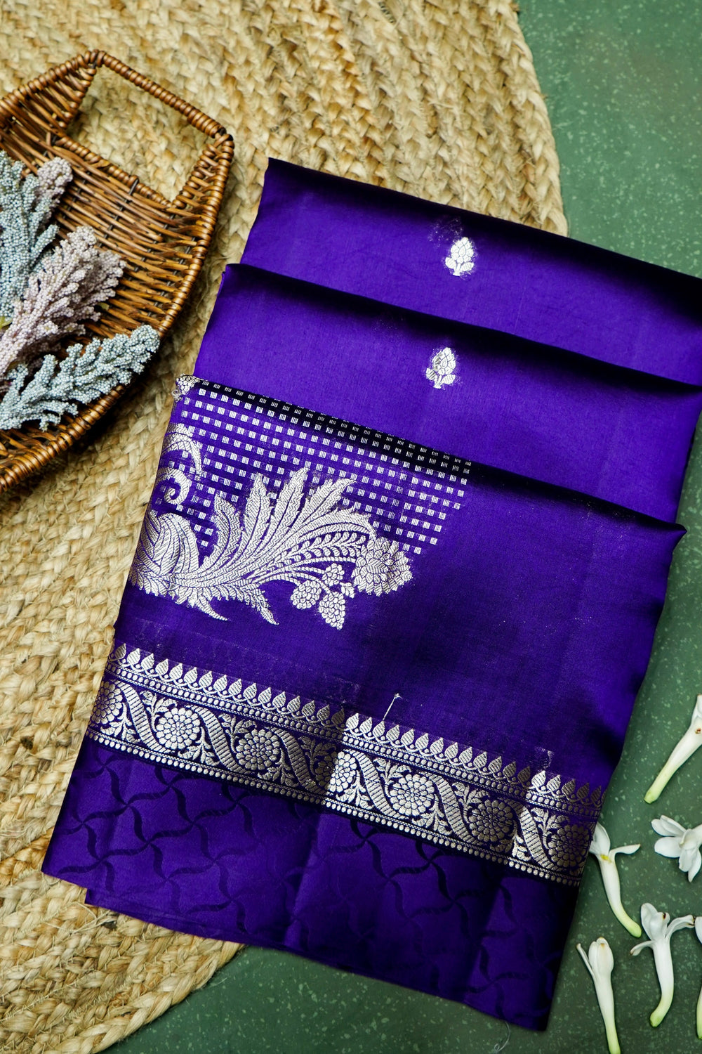Handwoven Purple Banarasi Katan Soft Silk Saree