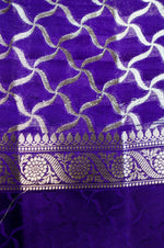Handwoven Purple Banarasi Katan Soft Silk Saree