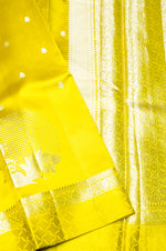 Handwoven Yellow Banarasi Katan Soft Silk Saree
