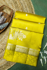 Handwoven Yellow Banarasi Katan Soft Silk Saree