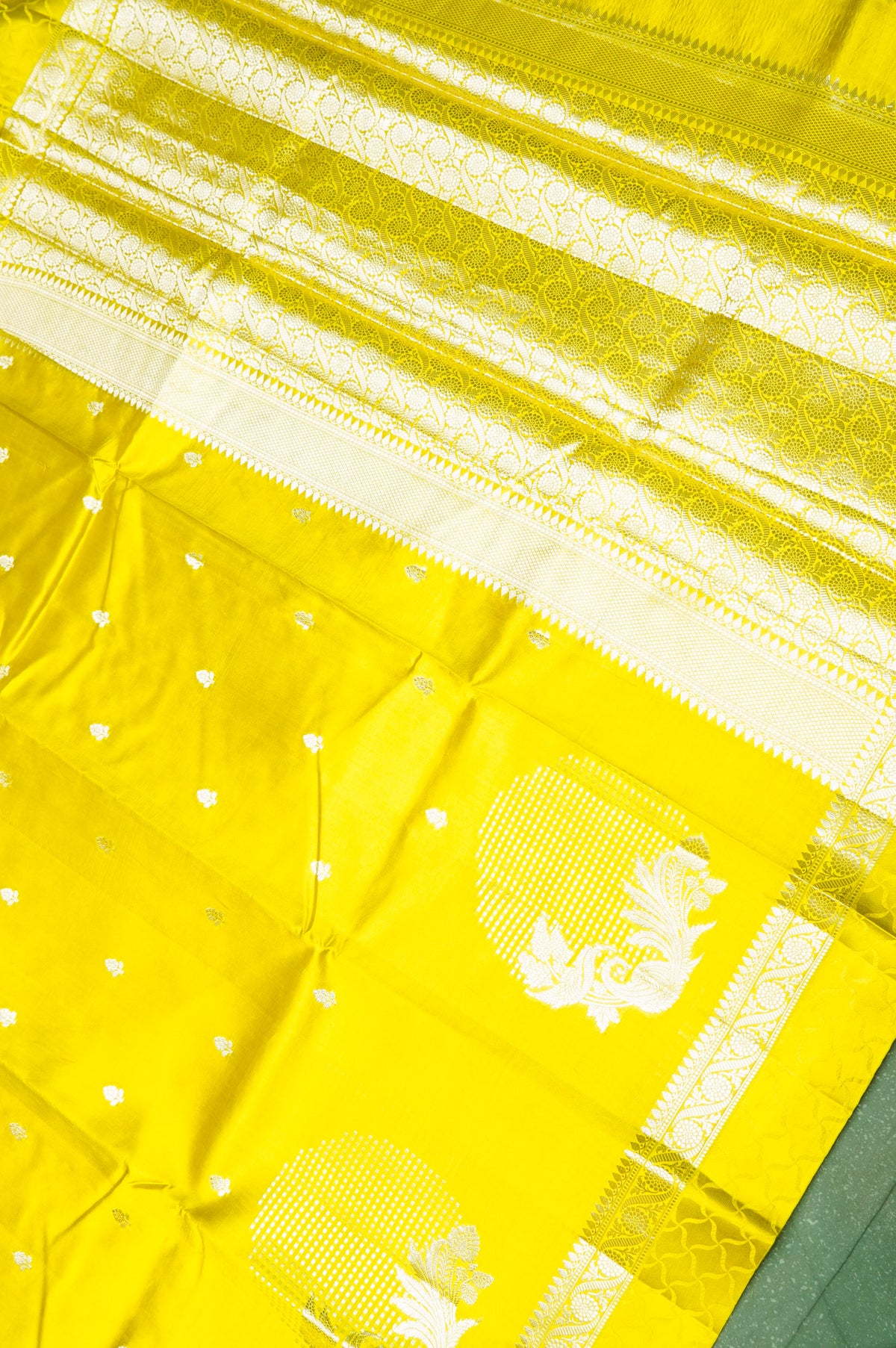 Handwoven Yellow Banarasi Katan Soft Silk Saree