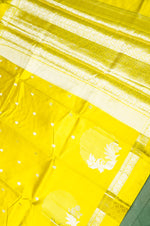 Handwoven Yellow Banarasi Katan Soft Silk Saree