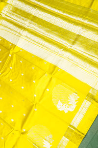 Handwoven Yellow Banarasi Katan Soft Silk Saree