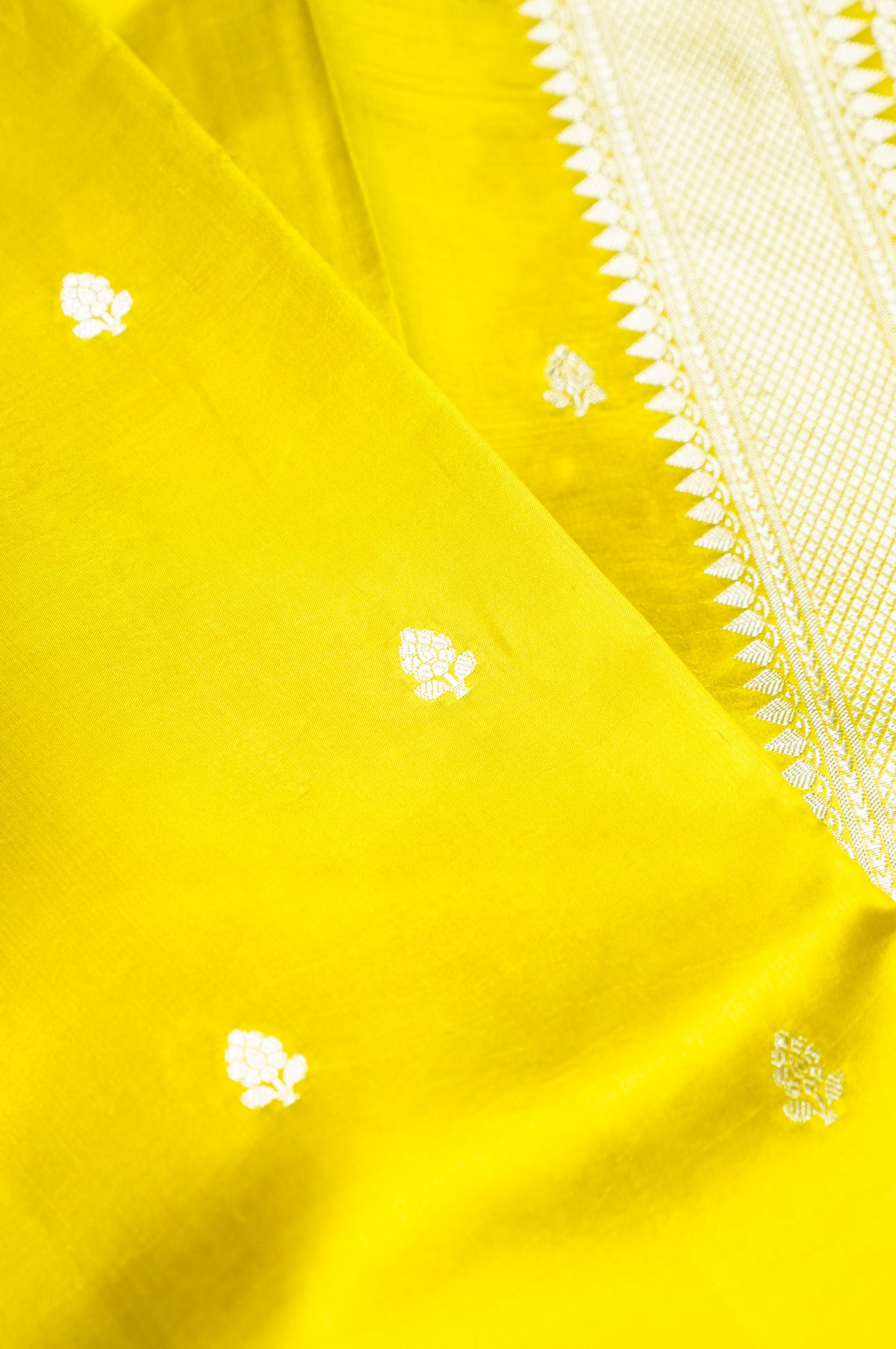 Handwoven Yellow Banarasi Katan Soft Silk Saree