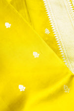 Handwoven Yellow Banarasi Katan Soft Silk Saree