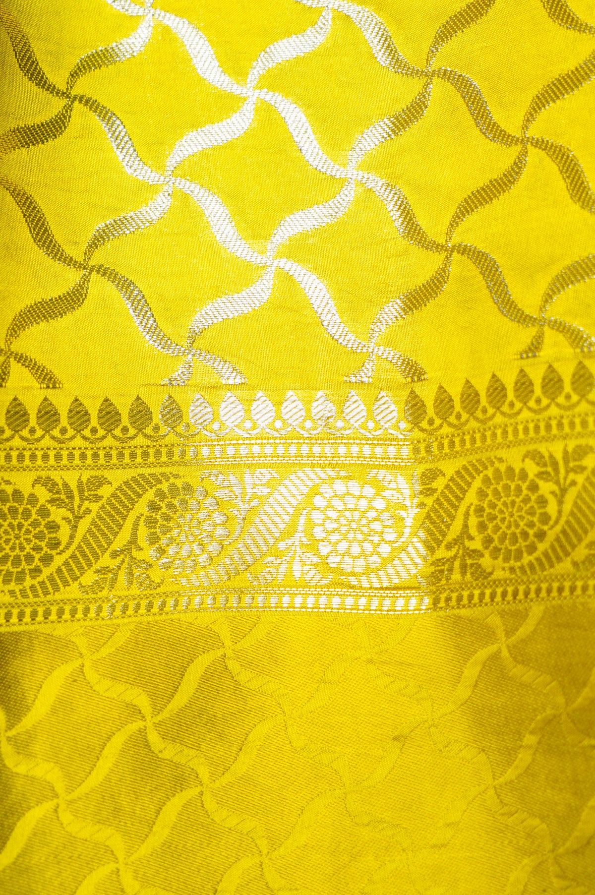 Handwoven Yellow Banarasi Katan Soft Silk Saree