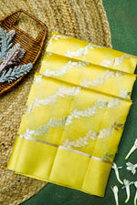 Handwoven Lemon Yellow Banarasi Katan Soft Silk Saree