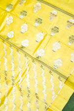 Handwoven Lemon Yellow Banarasi Katan Soft Silk Saree