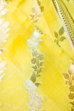 Handwoven Lemon Yellow Banarasi Katan Soft Silk Saree