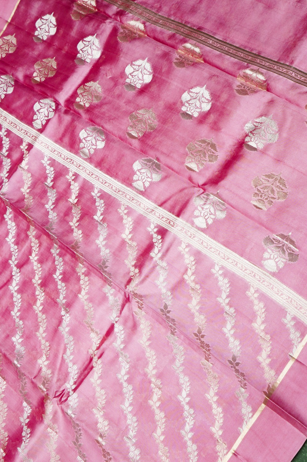Handwoven Pink Banarasi Katan Soft Silk Saree