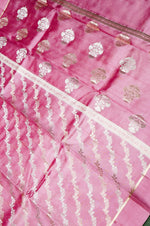 Handwoven Pink Banarasi Katan Soft Silk Saree