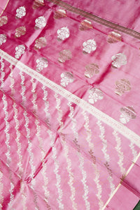 Handwoven Pink Banarasi Katan Soft Silk Saree