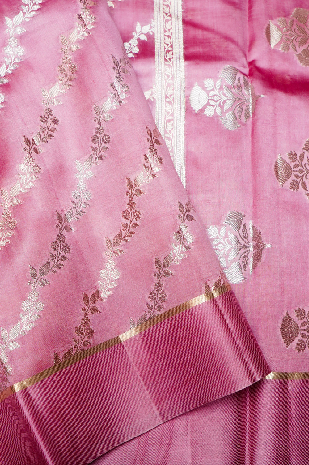 Handwoven Pink Banarasi Katan Soft Silk Saree