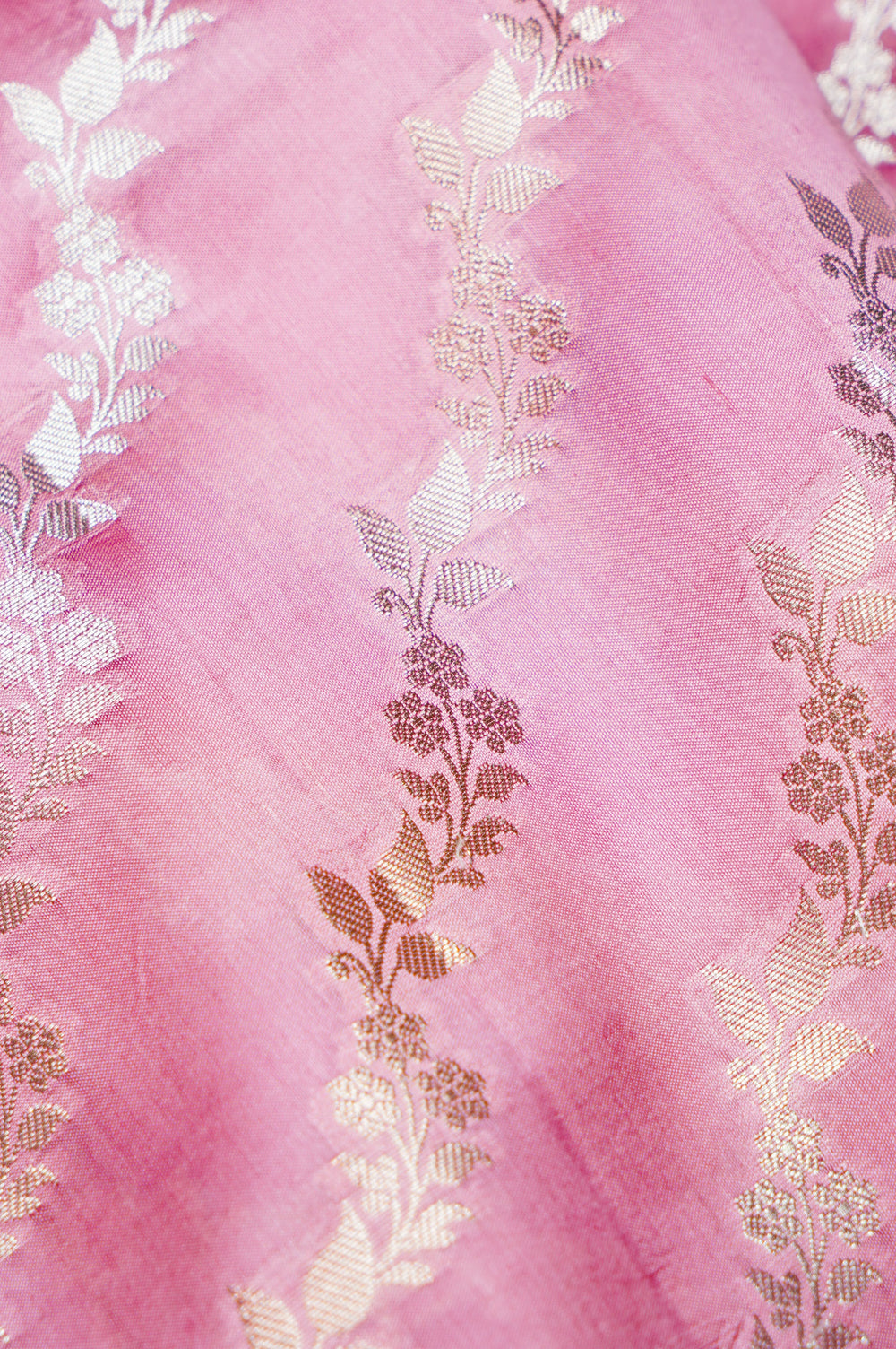 Handwoven Pink Banarasi Katan Soft Silk Saree