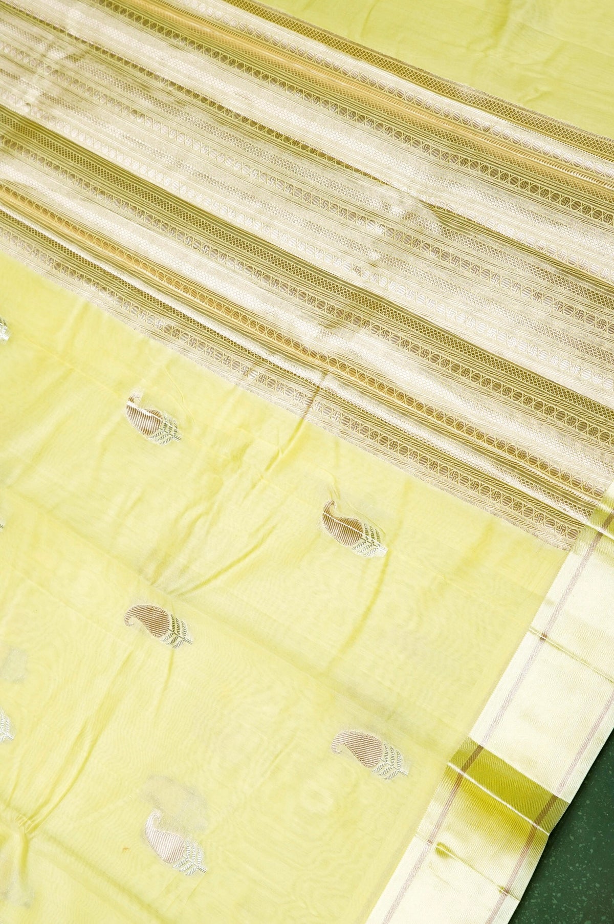 Handwoven Lemon Yellow Banarasi Katan Soft Silk Saree