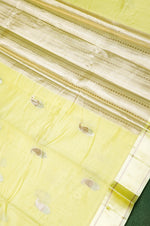 Handwoven Lemon Yellow Banarasi Katan Soft Silk Saree