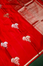 Handwoven Red Banarasi Mashru Silk Saree