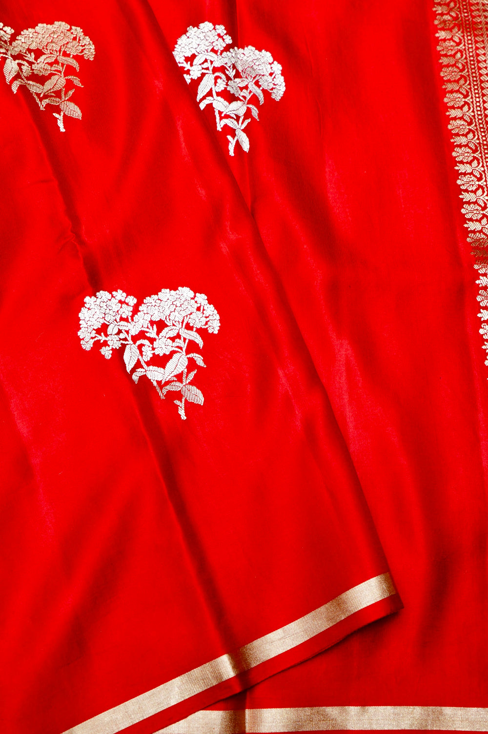 Handwoven Red Banarasi Mashru Silk Saree