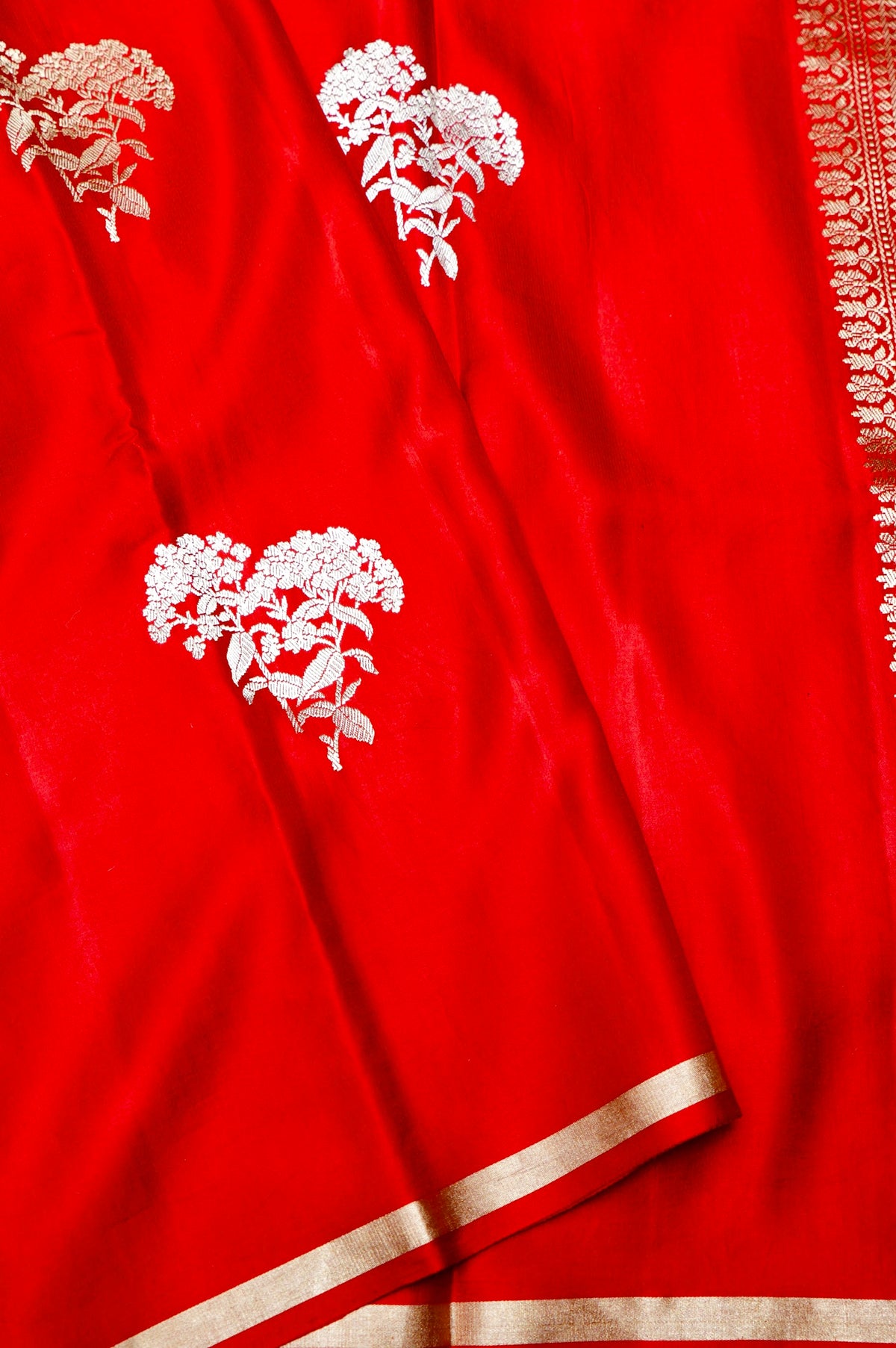 Handwoven Red Banarasi Mashru Silk Saree