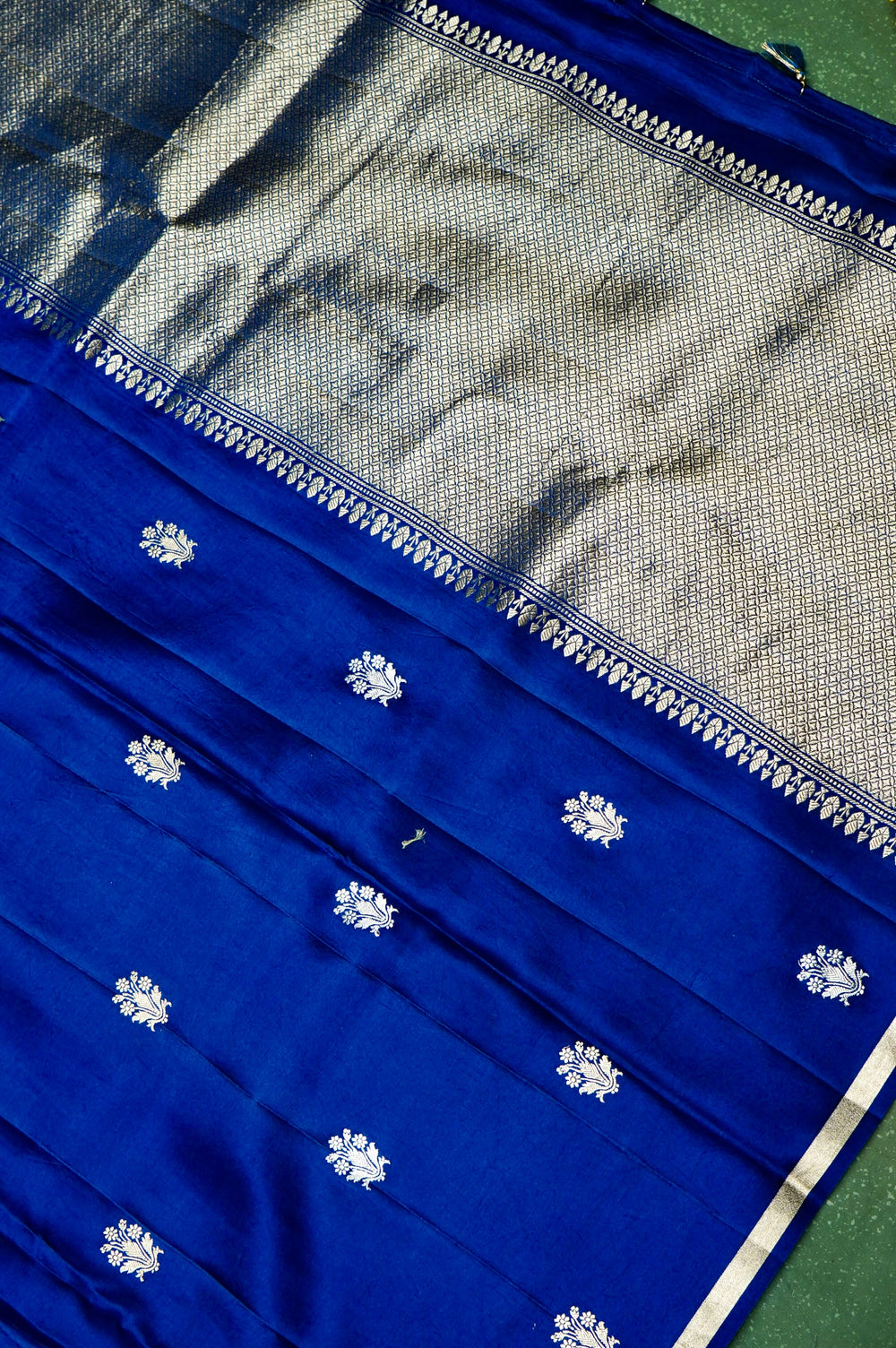 Handwoven Royal Blue Banarasi Mashru Silk Saree
