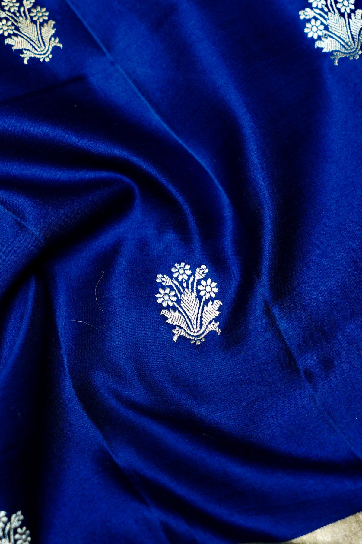 Handwoven Royal Blue Banarasi Mashru Silk Saree