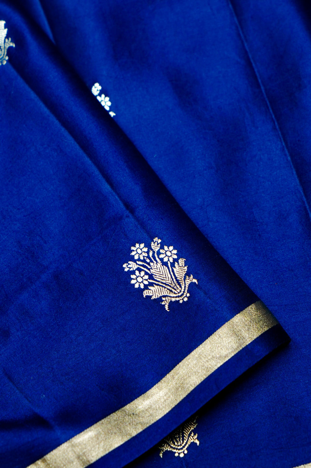 Handwoven Royal Blue Banarasi Mashru Silk Saree
