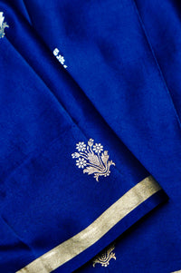 Handwoven Royal Blue Banarasi Mashru Silk Saree