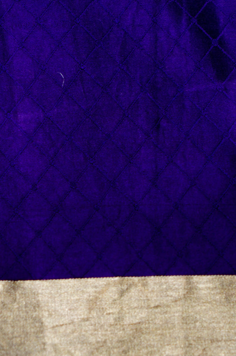 Handwoven Purple Banarasi Mashru Silk Saree