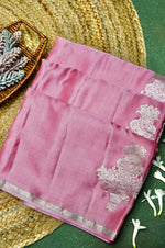 Handwoven Light Pink Banarasi Mashru Silk Saree