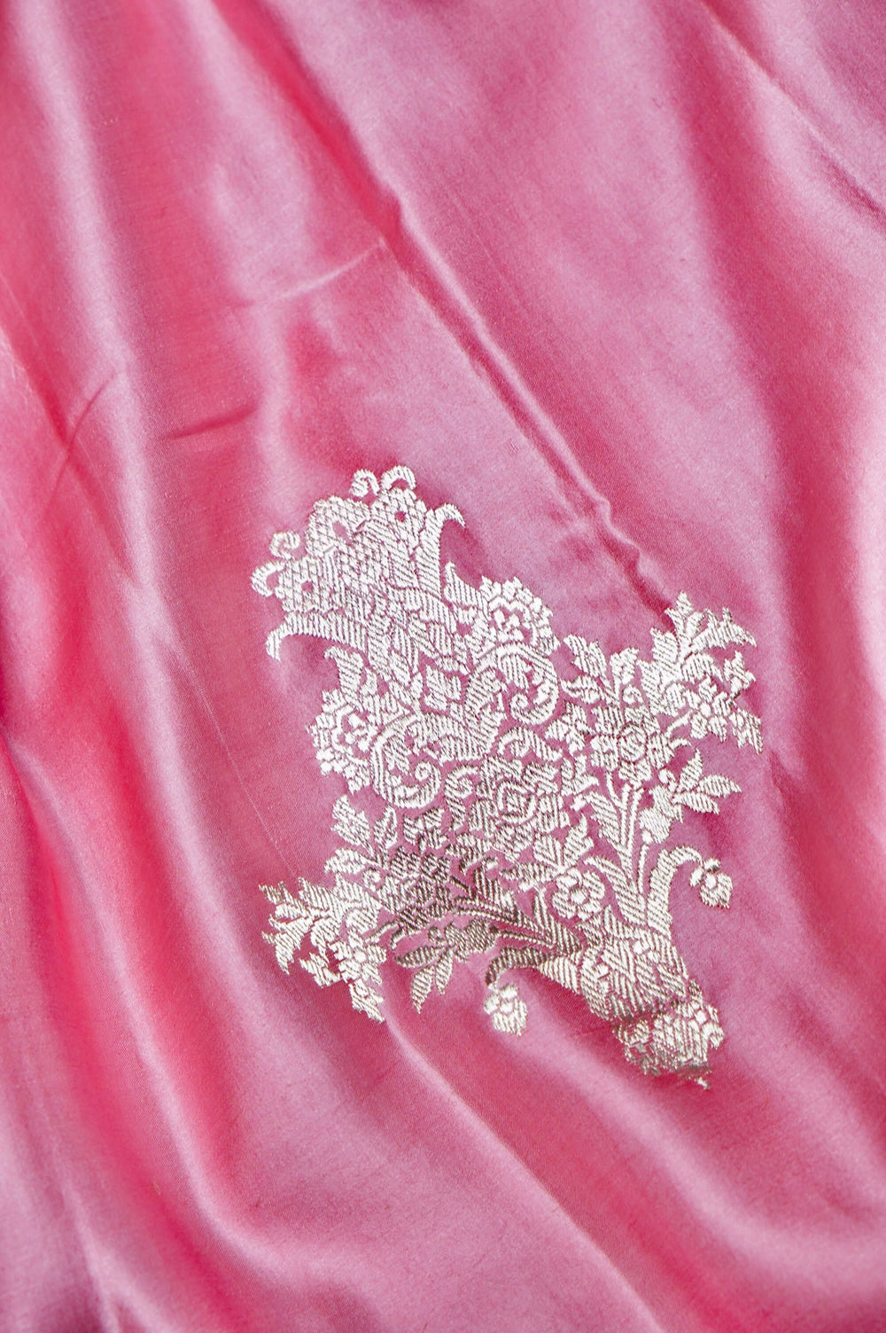 Handwoven Light Pink Banarasi Mashru Silk Saree