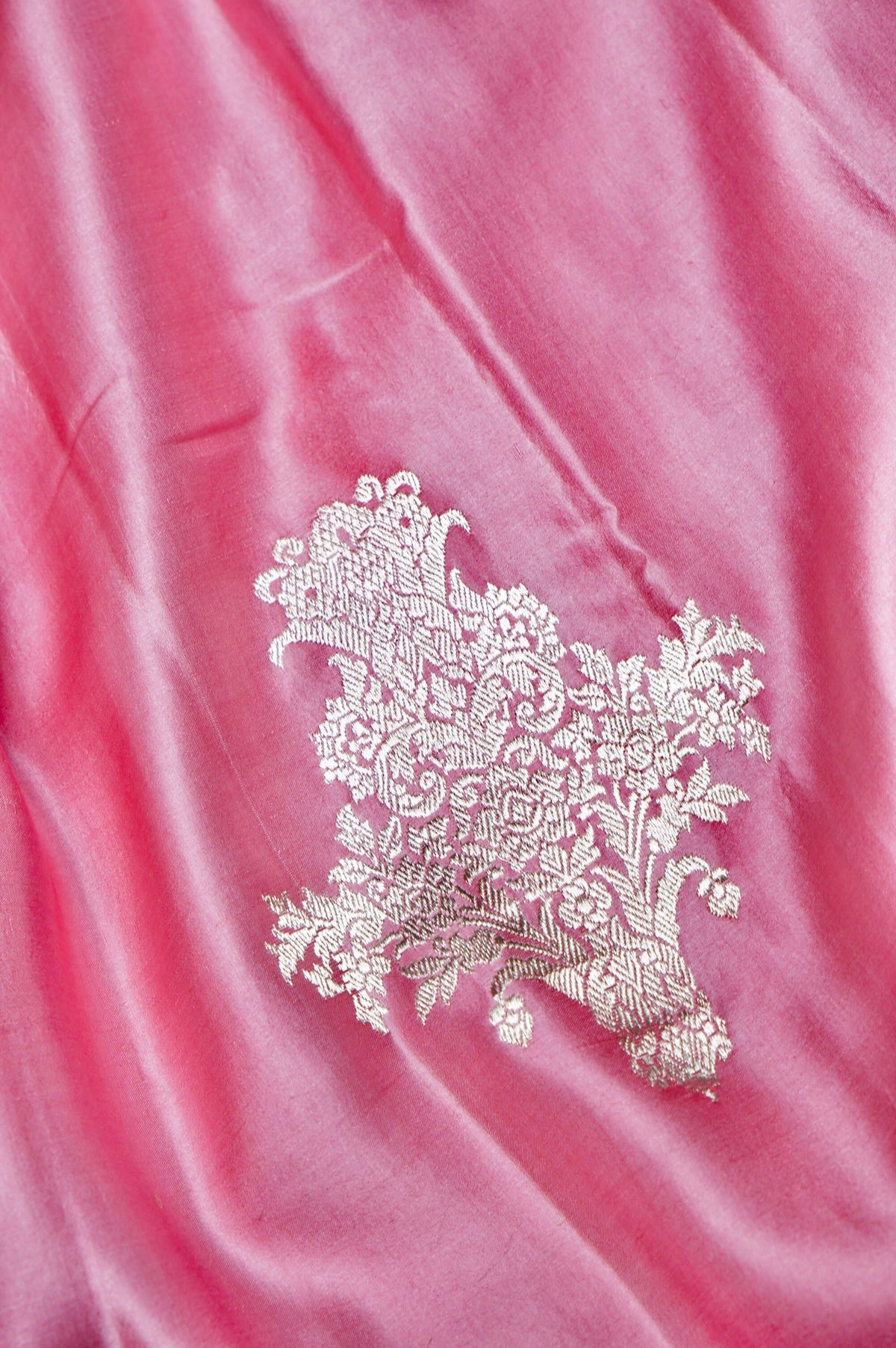 Handwoven Light Pink Banarasi Mashru Silk Saree