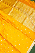 Handwoven Yellow Banarasi Mashru Silk Saree
