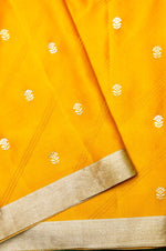 Handwoven Yellow Banarasi Mashru Silk Saree