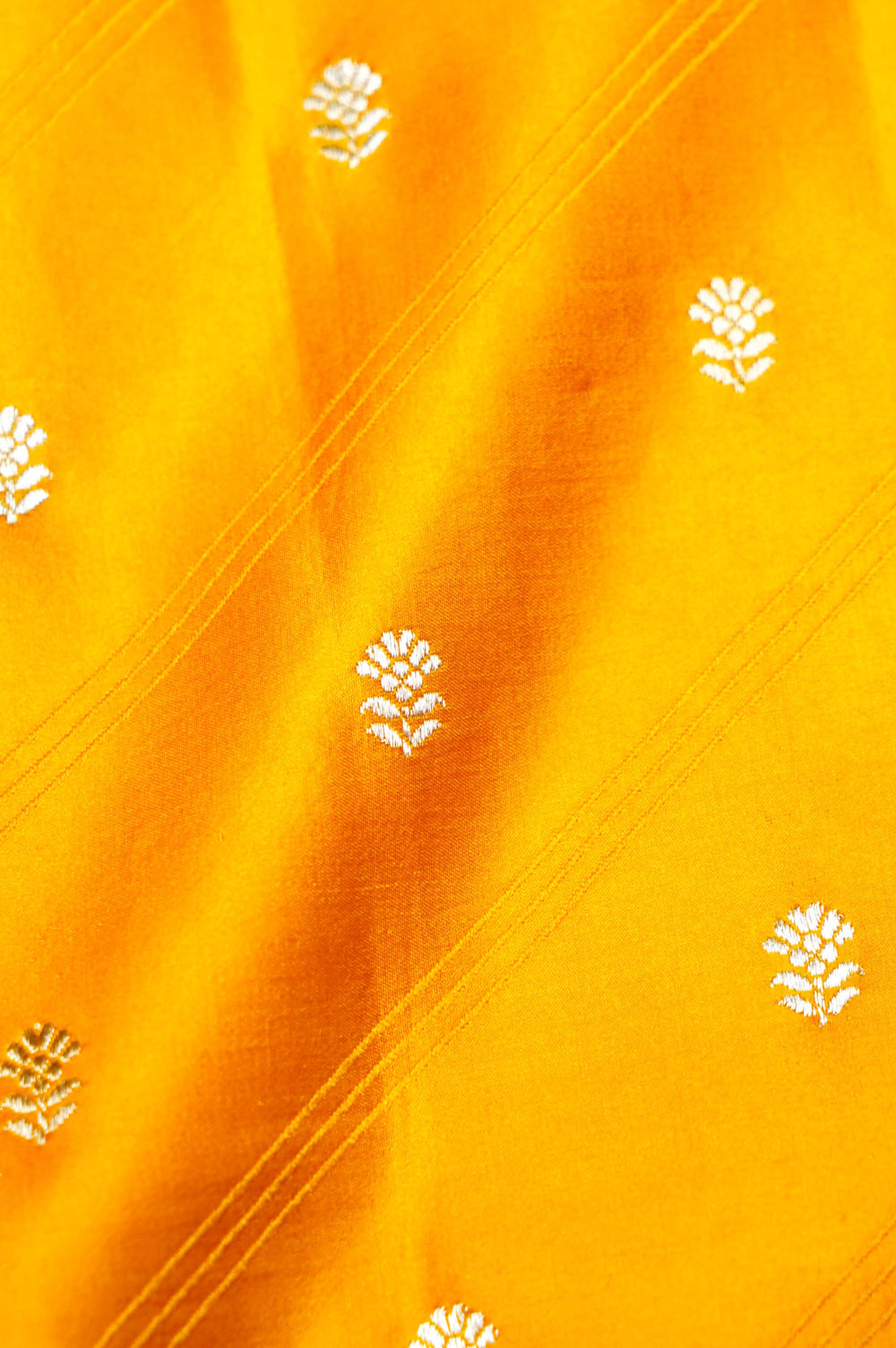 Handwoven Yellow Banarasi Mashru Silk Saree