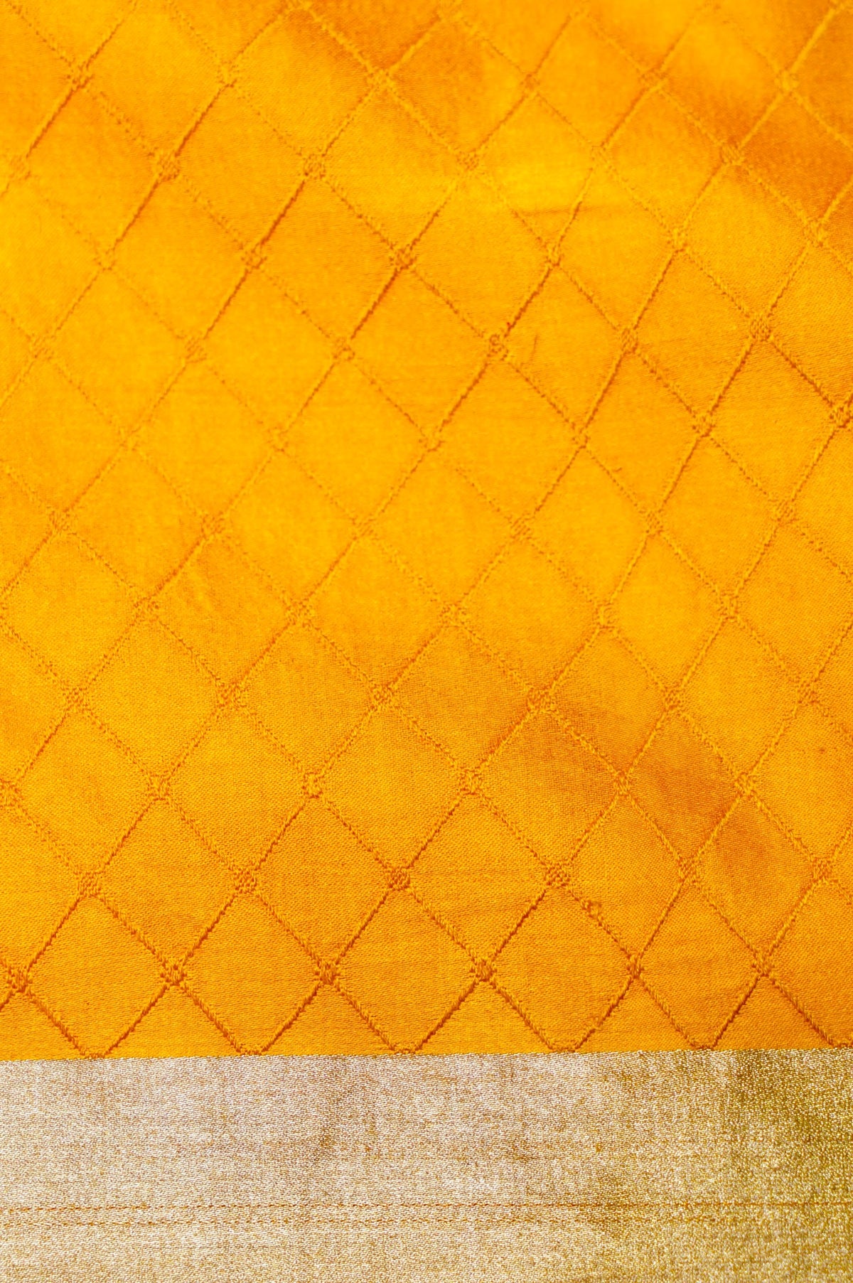 Handwoven Yellow Banarasi Mashru Silk Saree