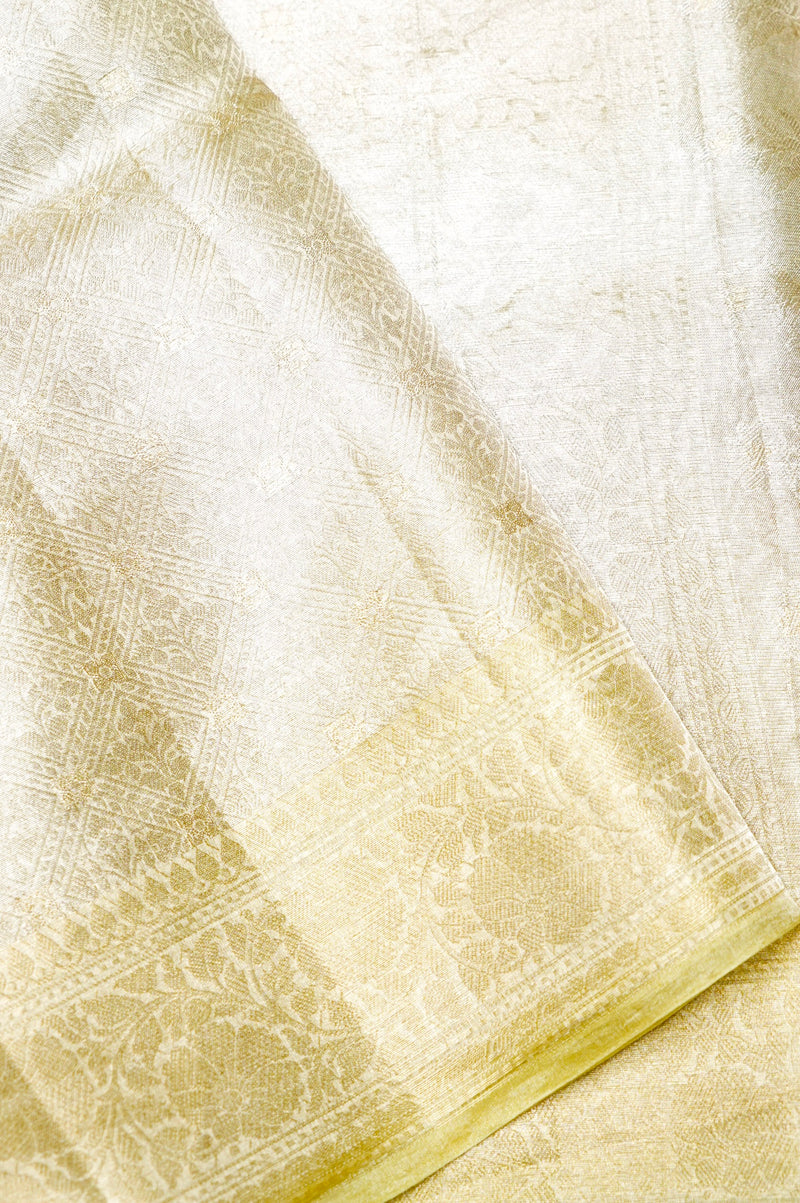 Handwoven Mehendi Green Banarasi Tissue Silk Saree