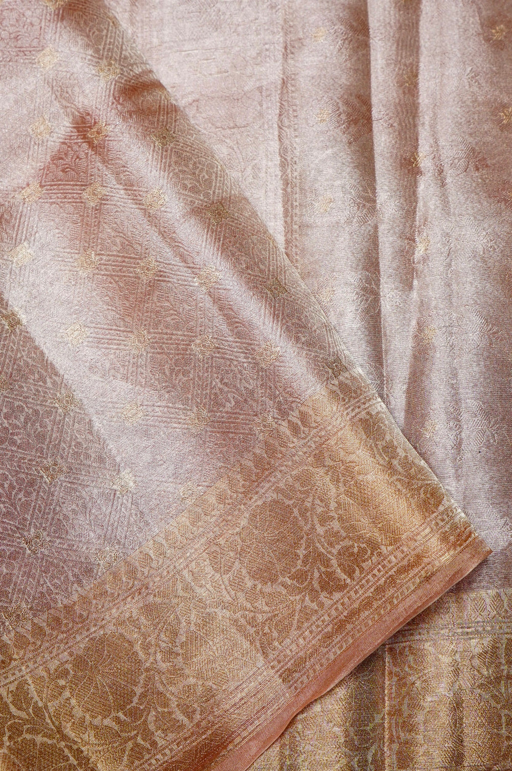 Handwoven Onion Pink Banarasi Tissue Silk Saree