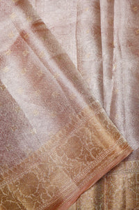 Handwoven Onion Pink Banarasi Tissue Silk Saree