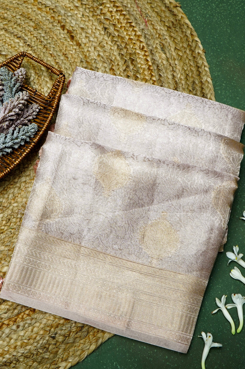 Handwoven Gold  Banarasi Tissue Silk Saree