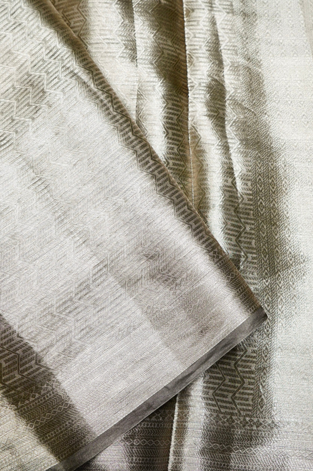Handwoven Golden Grey Banarasi Tissue Silk Saree